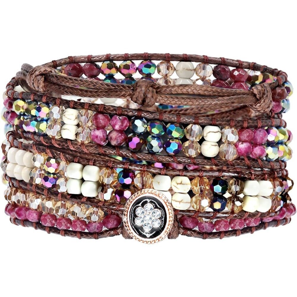 Boho Beaded Bracelets Natural Stone Adjustable Jewelry Gift for Women